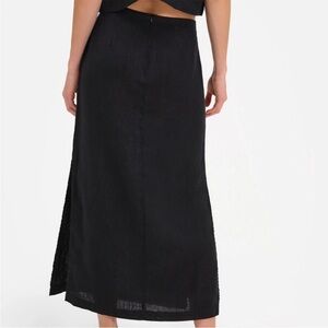 MATE The Label 100% Organic Linen Black Wrap Tie Waist Skirt Size Small
